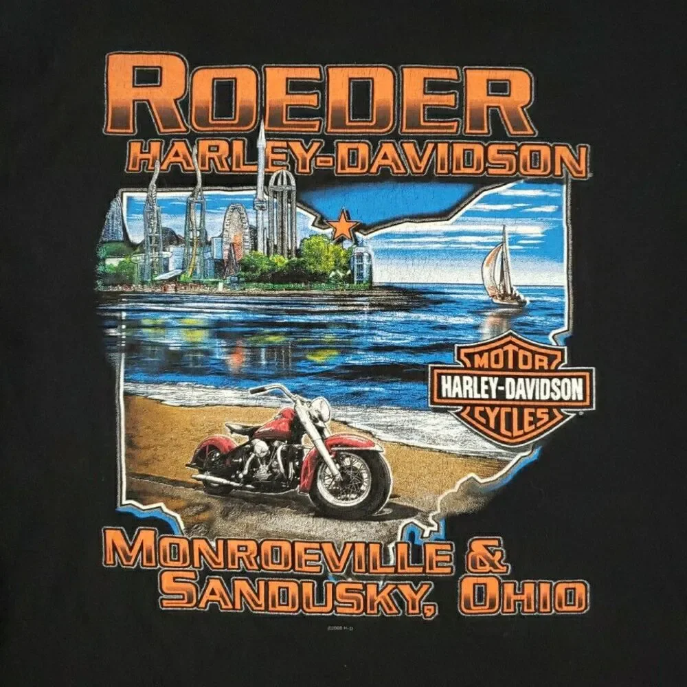 Harley Davidson T Shirt What Jingles Your Bells Santa Roeder Racing OH Men Sz M